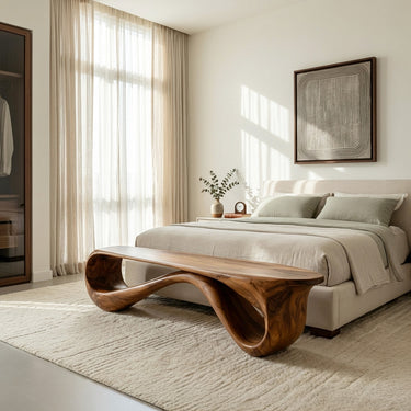 Contemporary Natural Wood Bench For Home Entry Decor