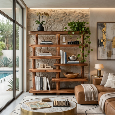 Modern Bookcase Organic Display Shelf For Living Room