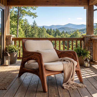 Modern Natural Wood Chair For Home Balcony
