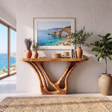 Coastal Organic Console Table For Hallway Living Room