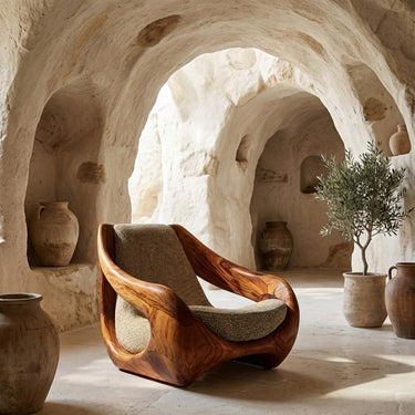 Sculptural Natural Wood Chair For Artistic Living Space