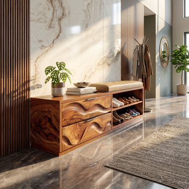 Japandi Shoe Storage Cabinet For Entryway Mudroom Nook Placement