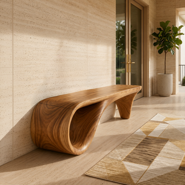 Live Edge Wooden Bench Rustic Interior