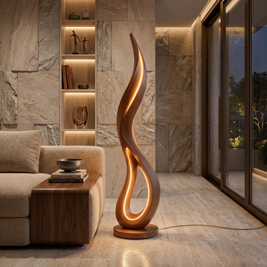 Contemporary Dancing Flame Floor Lamp For Living Room