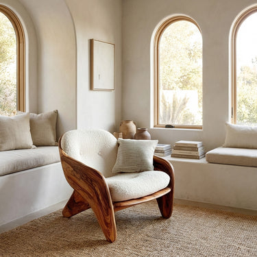 Modern Natural Wood Chair For Bedroom Reading Corner