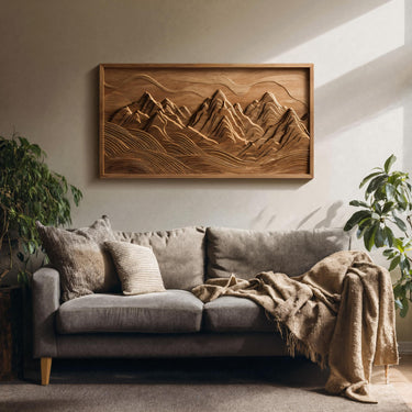 Large Mountain Wall Art Carved Landscape For Sofa Wall