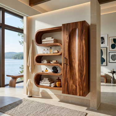Modern Sculptural Bathroom Cabinet Wellness Room