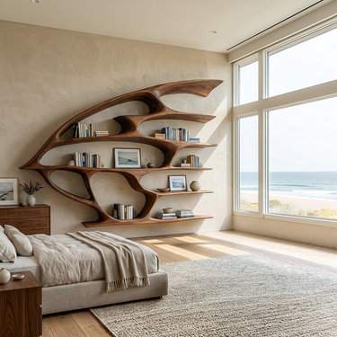 Artistic Wooden Wall Bookshelf For Living Room Decor