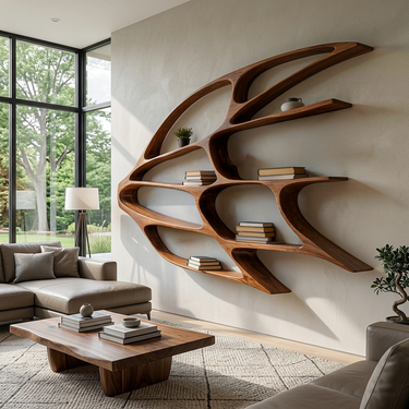 Handmade Wooden Wall Mounted Bookshelf For Home Living