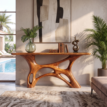 Flowing Sculptural Console Table For Modern Living Room