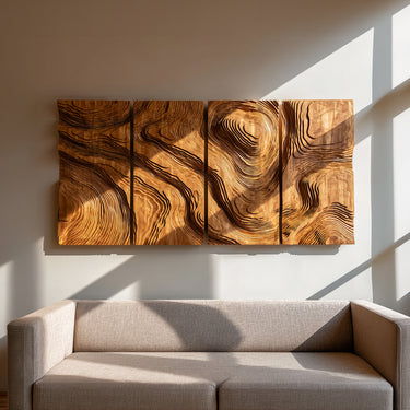 Contemporary Spiral Wood Wall Art For Luxury Living Room Decor
