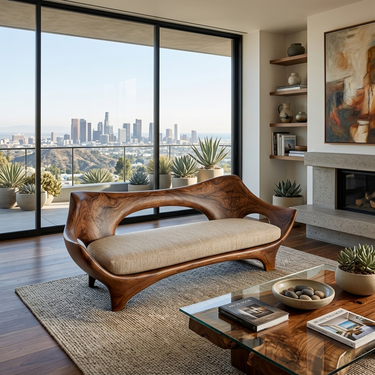 Luxury Sculptural Wooden Sofa For Living Room