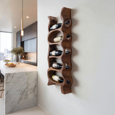 Organic Natural Wood Wine Rack For Kitchen Wall Storage