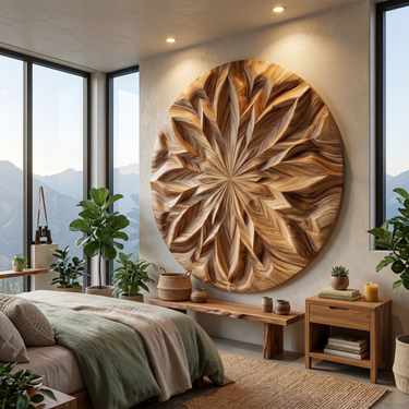 Round Mandala Wall Art With Textured Design For Bedroom