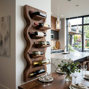 Contemporary Wooden Wine Rack For Dining Room Wall Storage