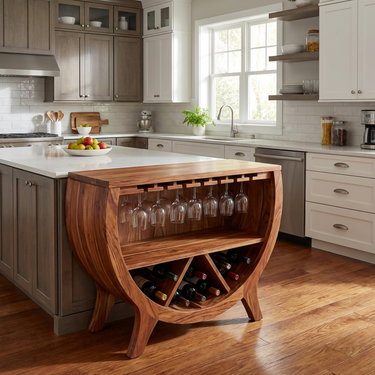 Wooden Wine Cabinet With Bottle Storage For Home Bar