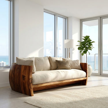 Minimalist Natural Wood Sofa For Living Room