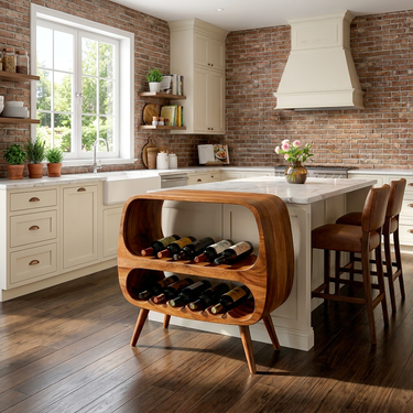 Functional Wine Storage With 2 Tiers For Bar Corner