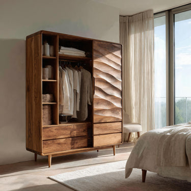 Contemporary Wardrobe With Drawers And Shelf For Bedroom