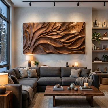 Abstract Carved Wall Art Sculpture For Living Room Decor
