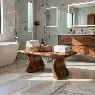 Modern Organic Curved Bath Bench For Bathroom