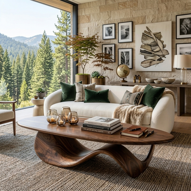 Modern Coffee Table With Wave Design For Living Room