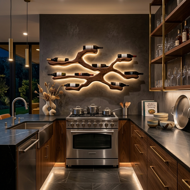 Modern Wine Rack Wall Display For Kitchen And Dining Area