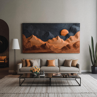 Sunrise Over Mountain Wall Sculpture For Home Decor