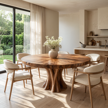 Modern Round Dining Table Organic Cluster Pedestal For Contemporary Kitchen