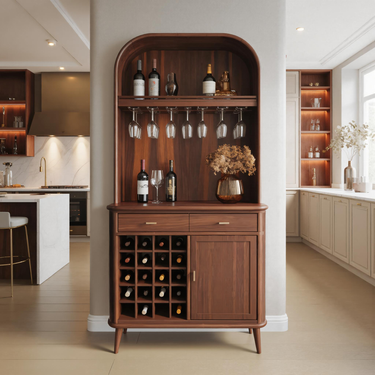 Mid Century Arched Wine Cabinet For Kitchen