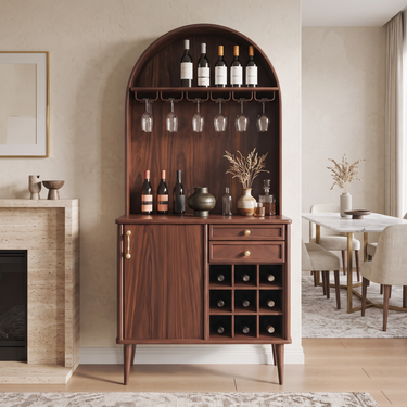 Classic Wine Cabinet With Storage For Dining Room