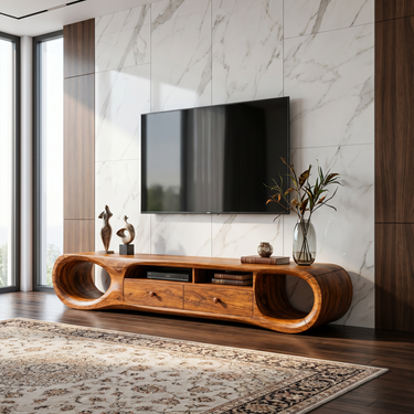 Contemporary Curved TV Cabinet For Living Room