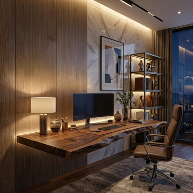 Modern Live Edge Floating Desk For Home Workspace