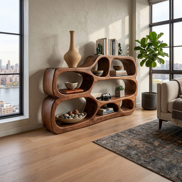 Artistic Curved Bookshelf For Living Room Styling