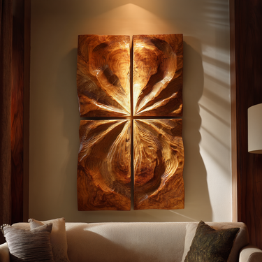 Contemporary Sculptural Wood Wall Panel For Luxury Interior