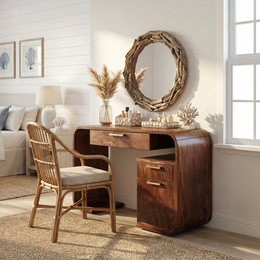Modern Sculptural Vanity Table Bedroom Dressing Area Makeup Space