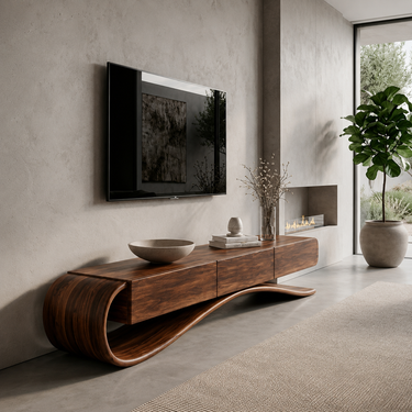 Organic Modern Cantilever TV Console For Living Room Decor