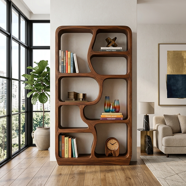 Contemporary Handmade Wooden Bookshelf For Home Styling