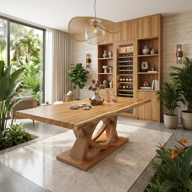 Curved Pedestal Table For Resort Dining Room