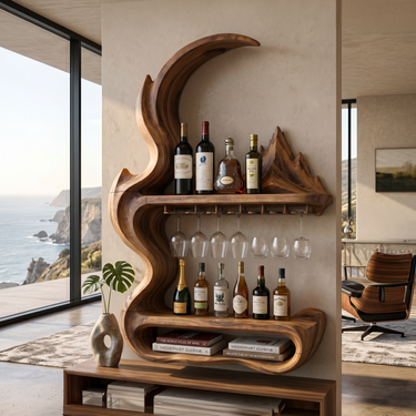 Contemporary Artistic Wine Rack For Open Interior