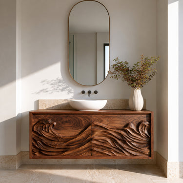 Luxury Ocean Wave Floating Bathroom Vanity For Modern Bathroom