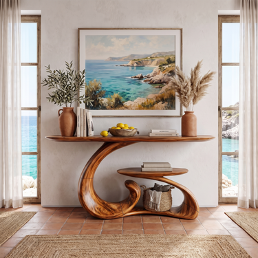 Coastal Organic Console Table For Mediterranean Entryway