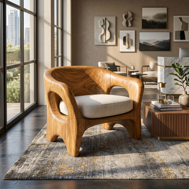 Modern Organic Wooden Chair Designer Reception Area