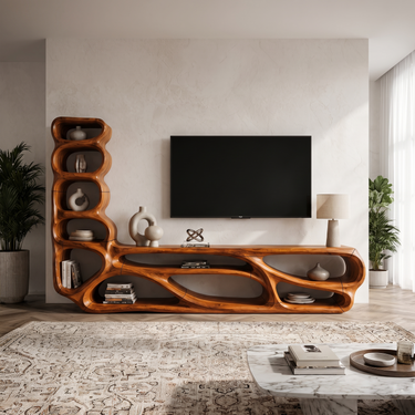 Organic Sculptural Media Console For Living Room