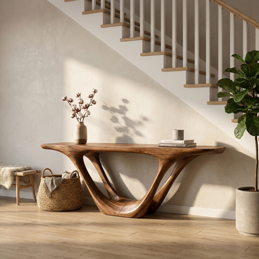 Rustic Sculptural Console Table For Entryway
