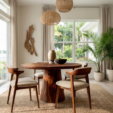 Minimalist Wooden Sculptural Dining Table For Dining Room
