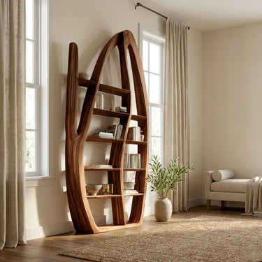 Unique Style Sculptural Wooden Bookshelf For Living Room
