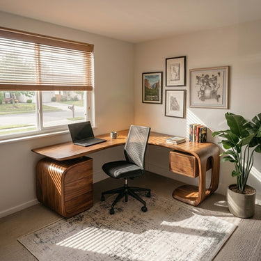 Mid Century L-Shaped Desk For Workspace Or Office