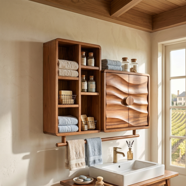 Scandinavian Wave Front Storage Cabinet Guest Suite