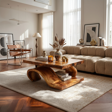 Organic Wood Coffee Table For Modern Lounge